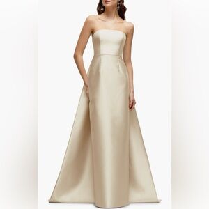 Alfred Sung Strapless Satin Twill Column Gown